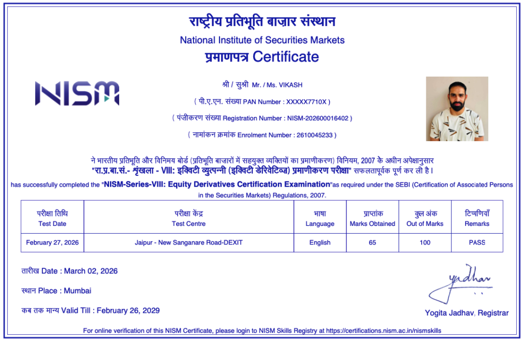 NISM Series VIII Equity Derivatives Certificate Vikash