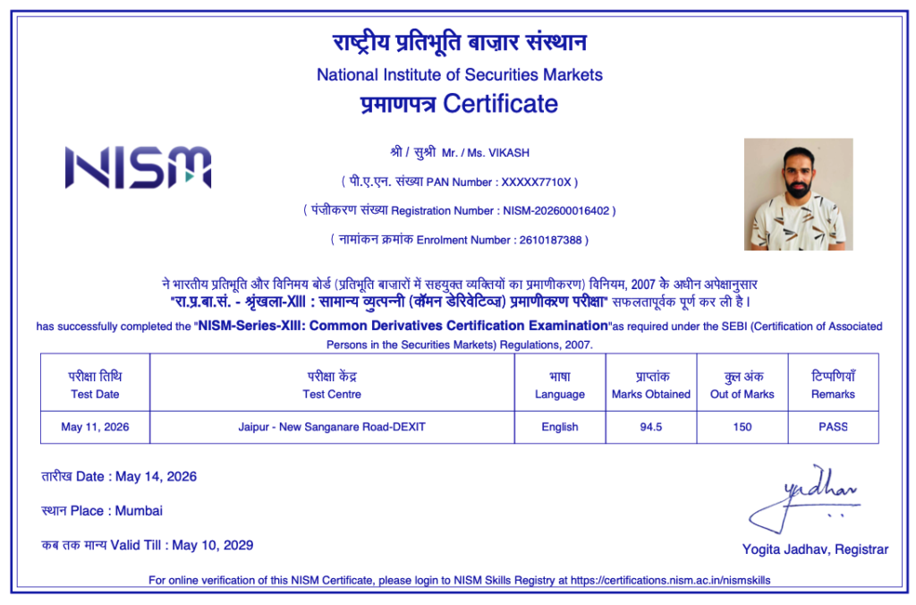 NISM XIII Common Derivative Certificate Vikash